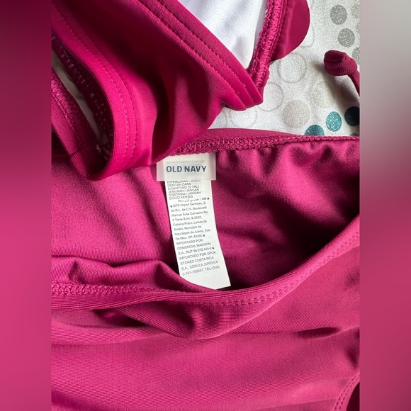 New large maroon,red ruffle, halter double strap top full coverage string bottom - Picture 5 of 7